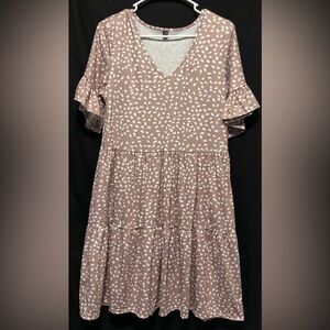 ANRABESS Short Sleeve V-Neck Tiered Dress~L~